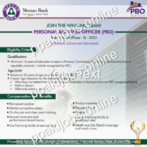 Latest job as Personal Banking Officer in Meezan Bank Limited: